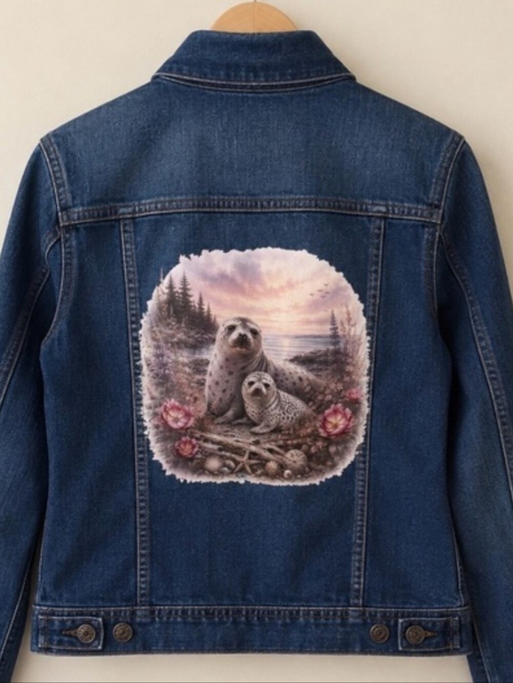 Seal & Pup | Old Navy | Large | Bird & Blossom | UpCycled Denim Jacket